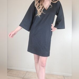 DVF DIANE VON FURSTENBERG 'AIDIA' Black Wool Shift Office Work Dress Size 10